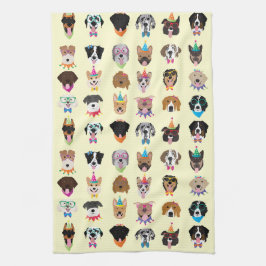 Happy Birthday Dog bezoekt jonge dieren Theedoek