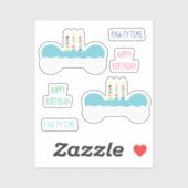 Happy Birthday Dog Bone Cake Sticker (Vel)