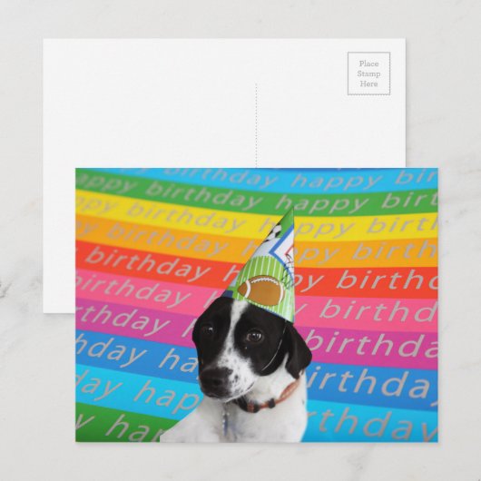 Happy Birthday Dog Colorful Text Banner Briefkaart (Voorkant / Achterkant)