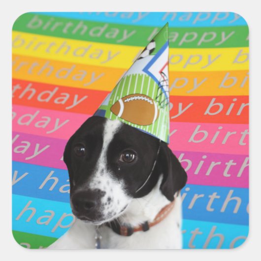 Happy Birthday Dog Colorful Text Banner Sticker (Voorkant)