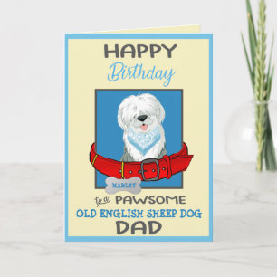 Happy Birthday Dog Dad Old English Sheep Dog Kaart