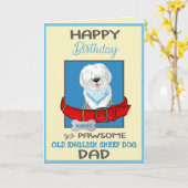 Happy Birthday Dog Daddy Old English Sheep Dog Kaart (Gele Bloem)