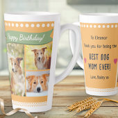 Happy Birthday Dog Mom Pet Photos Personalized Latte Mok