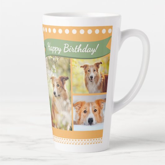 Happy Birthday Dog Mom Pet Photos Personalized Latte Mok (Rechts)
