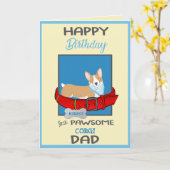 Happy Birthday Dog papa van je Corgi Dog Kaart (Gele Bloem)