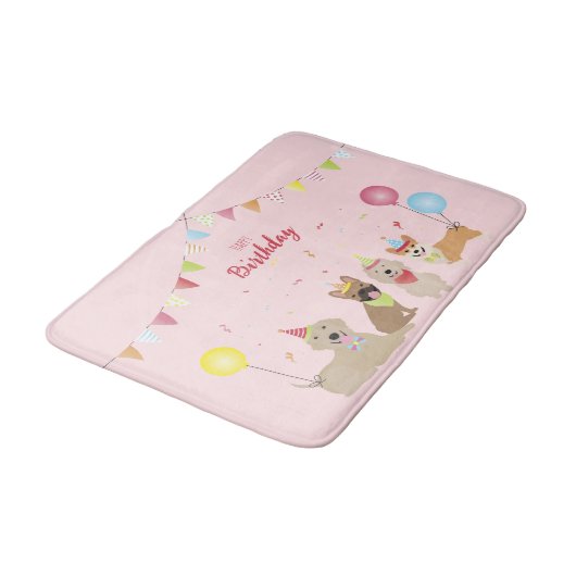 Happy Birthday Dog Party Badmat (Gekanteld)