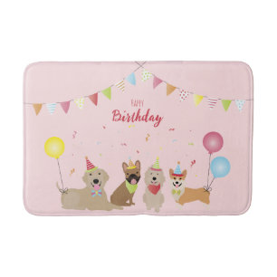 Happy Birthday Dog Party Badmat