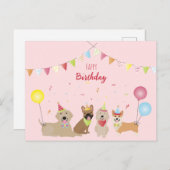 Happy Birthday Dog Party Briefkaart (Voorkant / Achterkant)