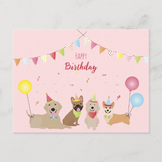 Happy Birthday Dog Party Briefkaart (Voorkant)
