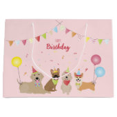 Happy Birthday Dog Party Groot Cadeauzakje (Voorkant)