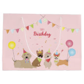Happy Birthday Dog Party Groot Cadeauzakje (Achterkant)