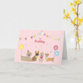 Happy Birthday Dog Party Kaart (Gele Bloem)