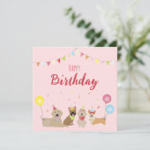 Happy Birthday Dog Party Kaart (Staand voorkant)