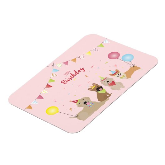 Happy Birthday Dog Party Magneet (Linkerzijde)