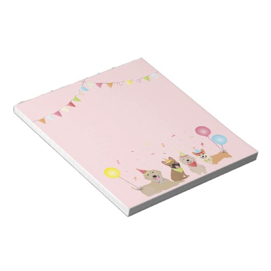 Happy Birthday Dog Party Notitieblok (Schuin)