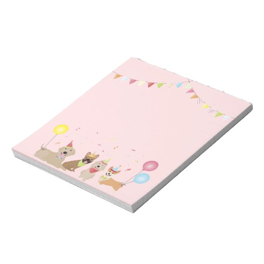 Happy Birthday Dog Party Notitieblok (Linkerzijde)