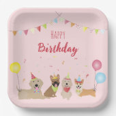 Happy Birthday Dog Party Papieren Bordje (Voorkant)