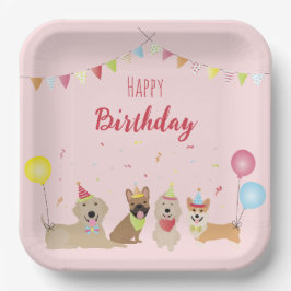 Happy Birthday Dog Party Papieren Bordje