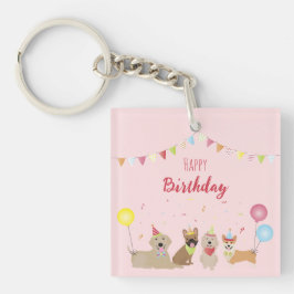Happy Birthday Dog Party Sleutelhanger