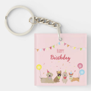 Happy Birthday Dog Party Sleutelhanger