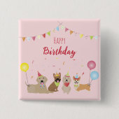 Happy Birthday Dog Party Vierkante Button 5,1 Cm (Voorkant)