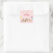 Happy Birthday Dog Party Vierkante Sticker (Tas)