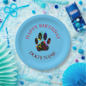 Happy Birthday Dog Paw Confetti Papieren Bordje (Feest)