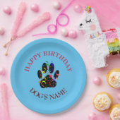 Happy Birthday Dog Paw Confetti Papieren Bordje (Feest)