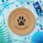 Happy Birthday Dog Paw Confetti Papieren Bordje (Feest)