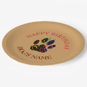 Happy Birthday Dog Paw Confetti Papieren Bordje (Gekanteld)