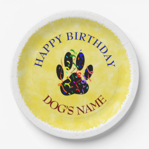 Happy Birthday Dog Paw Confetti Papieren Bordje
