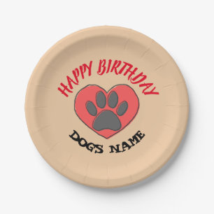 Happy Birthday Dog Paw-tekening Papieren Bordje