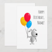 Happy Birthday Dog Puppy Balloons Card (Voorkant / Achterkant)