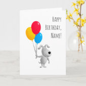 Happy Birthday Dog Puppy Balloons Kaart (Gele Bloem)