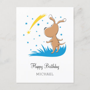 Happy Birthday Dog Puppy Shooting Star Starlit Briefkaart