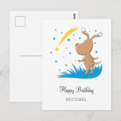 Happy Birthday Dog Puppy Shooting Star Starlit Briefkaart (Voorkant / Achterkant)