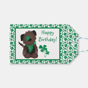 Happy Birthday Dog Shamrock Green Cadeaulabel