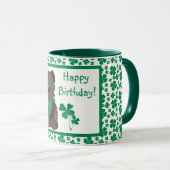 Happy Birthday Dog Shamrock Green Mok (Voorkant rechts)