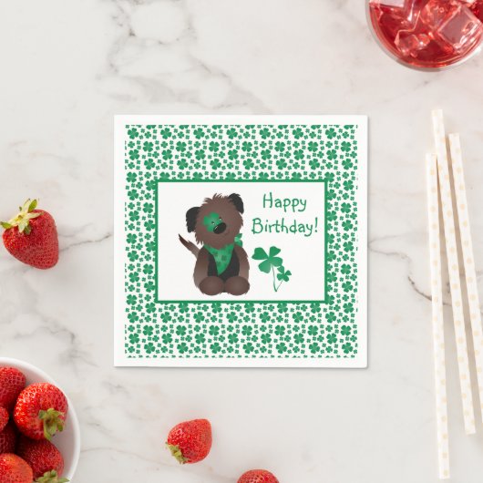 Happy Birthday Dog Shamrock Green Servet (Insitu)