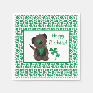 Happy Birthday Dog Shamrock Green Servet