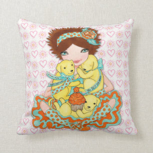 Happy Birthday Doggie mama met gele labs Kussen