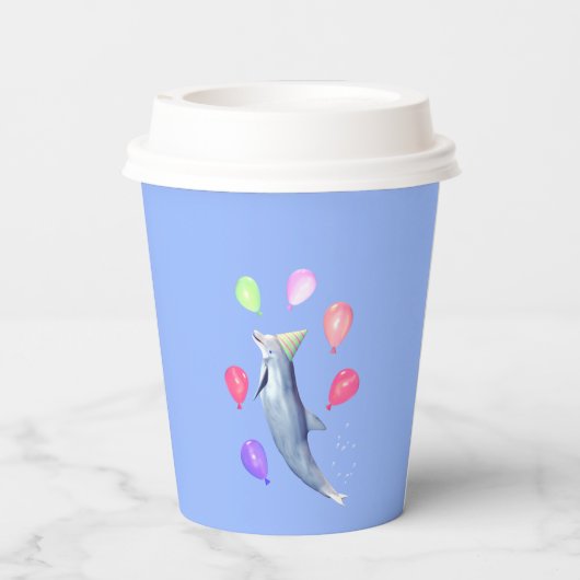 Happy Birthday Dolphin en Balloons Papieren Bekers (Achterkant)