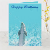 Happy Birthday Dolphin in Water Kaart (Gele Bloem)