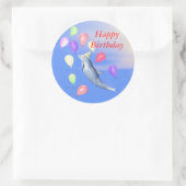 Happy Birthday Dolphin Ronde Sticker (Tas)