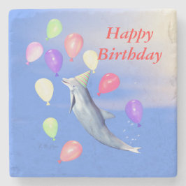 Happy Birthday Dolphin Stenen Onderzetter