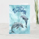 Happy Birthday Dolphin Waterverf Kaart (Voorkant)