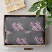 Happy Birthday Donkergrijs Roze Script Tissuepapier (Geschenk)