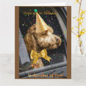 Happy Birthday doodle hondenkaart Kaart (Gele Bloem)