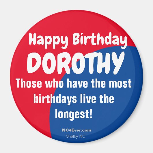 Happy Birthday DOROTHY-koelkast Magnet (Voorkant)