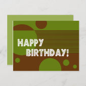 Happy Birthday Dotty Lines Briefkaart (olijf/bruin (Voorkant / Achterkant)